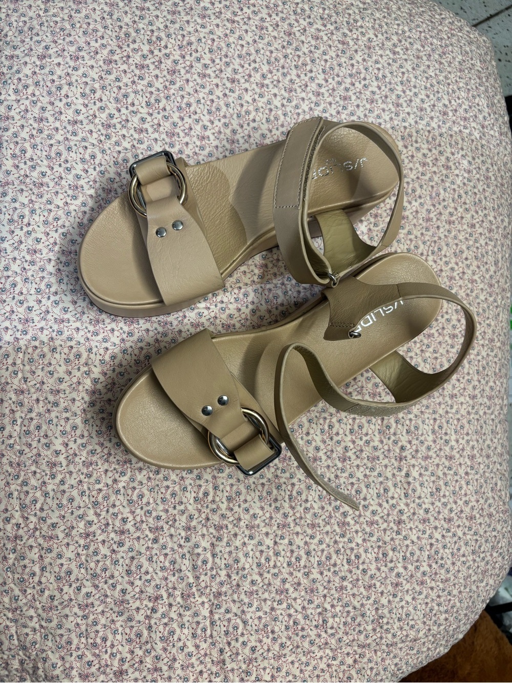 J Slides Taupe Ankle-Strap Buckle Sandals
